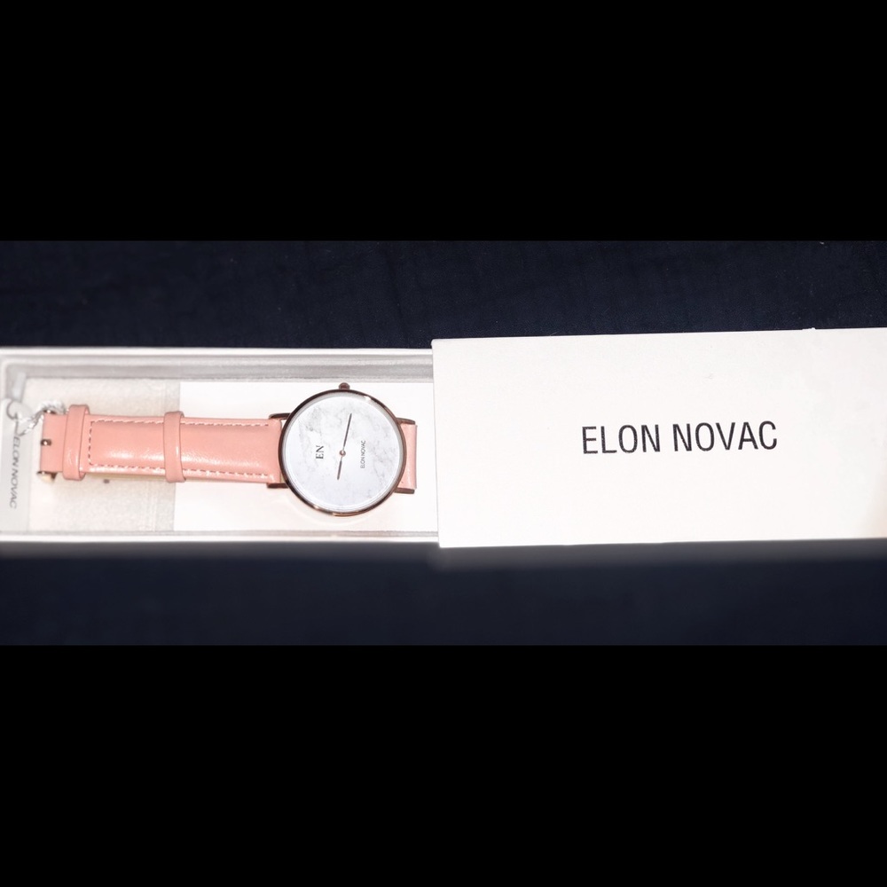 ELON NOVAC PINK/ROSE GOLD LEATHER WATCH